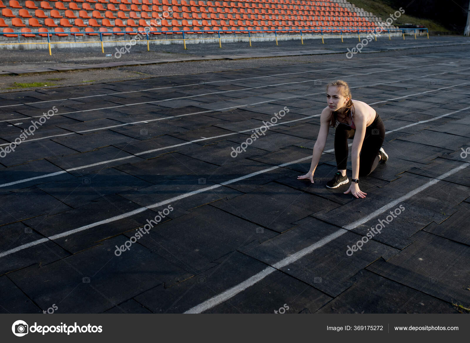 Women Getting Ready Start Running Stadium Stock Photo by ©volody100@ukr ...