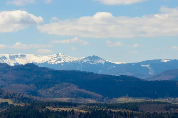 Vue Sur Paysage Des Carpates Par Temps Nuageux Été Pics — Photo