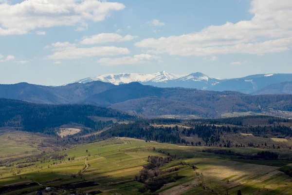 Vue Sur Paysage Des Carpates Par Temps Nuageux Été Pics — Photo