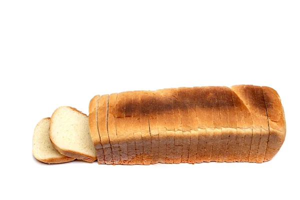 Krájený Bílý Chléb Izolovaný Bílém Zastřižená Cesta — Stock fotografie