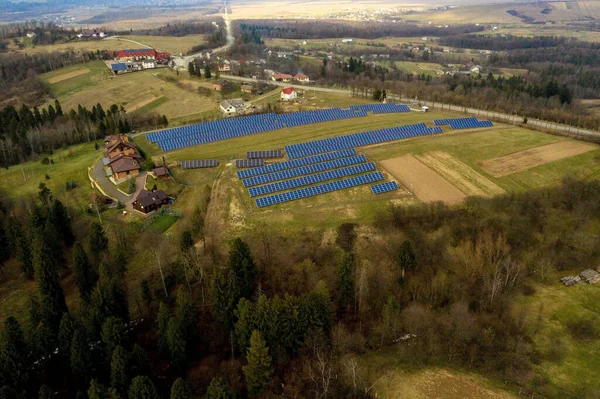Luftaufnahme Des Großen Feldes Der Solar Photovoltaik Paneel System Produziert — Stockfoto