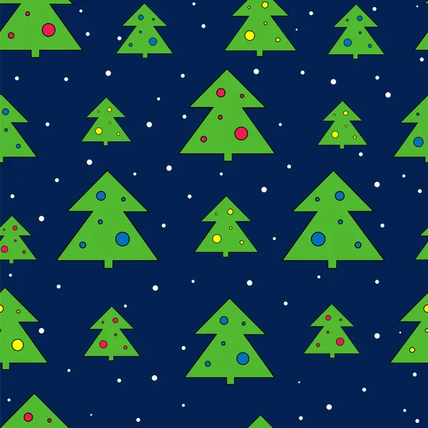クリスマス ツリーと雪のシームレス パターン。クリスマス休暇を印刷します。. — ストックベクタ