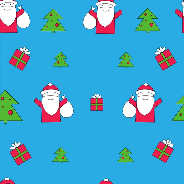Santa Claus con regalos patrón de vectores sin costura. Fondo de vacaciones de Navidad . — Vector de stock