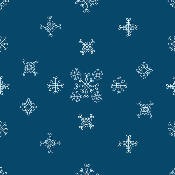 Fiocchi di neve senza soluzione di continuità vettore Pattern.Blue neve natale sfondo illustrazione — Vettoriale Stock