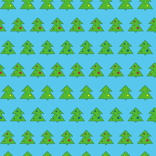 Arbre de Noël motif vectoriel sans couture sur fond bleu . — Image vectorielle