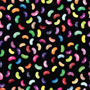 Black seamless jelly beans vector pattern. Sweet candy jelly beans background.  clipart