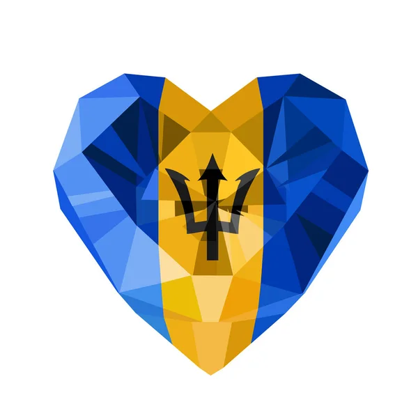 Gioielli in cristallo vettoriale cuore barbadiano con la bandiera delle Barbados . — Vettoriale Stock