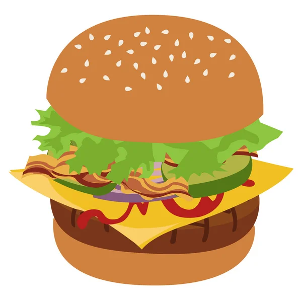 Ilustrasi terisolasi vektor burger . - Stok Vektor