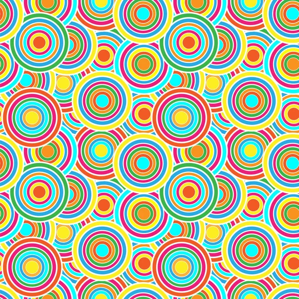 Red, yellow and blue circles seamless vector pattern. — Stock Vector