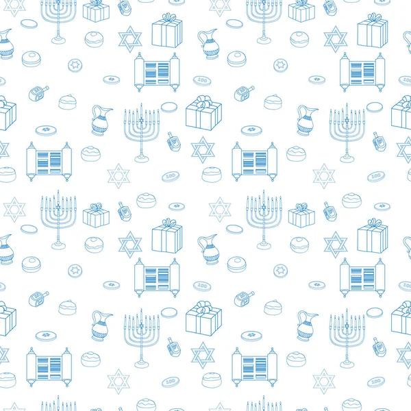 Vector Happy Hanukkah Holiday Seamless Pattern Background. — Stock Vector