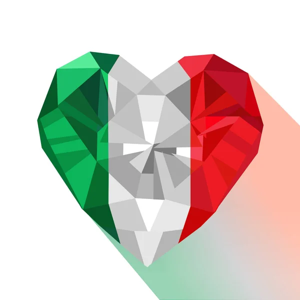 Crystal drahokam šperky italské srdce s vlajkou italské republiky. — Stockový vektor