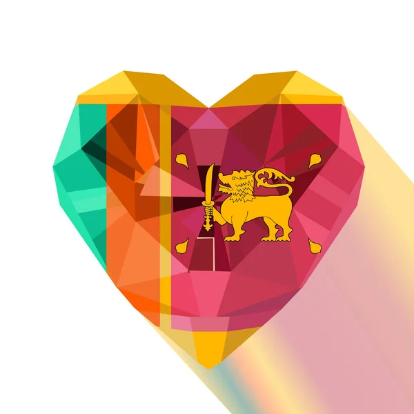 Joyas de gemas de cristal vectorial Corazón de Sri Lanka con la bandera de Sri Lanka — Vector de stock