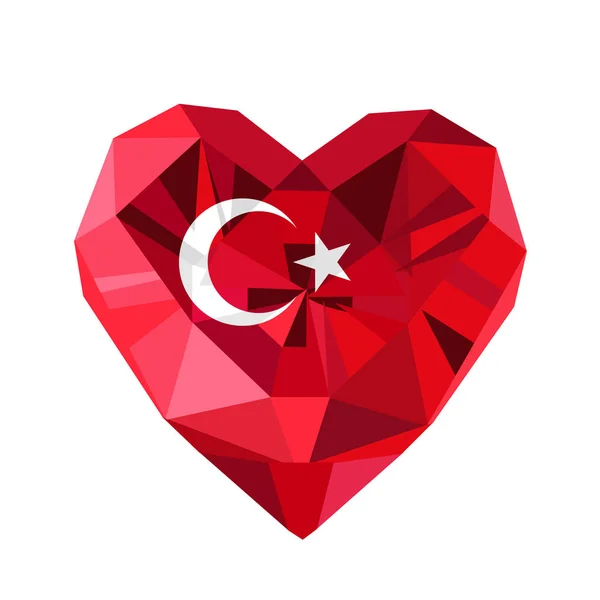 Vektor Schmuck Türkisches Herz mit der Flagge der Republik Türkei. — Stockvektor