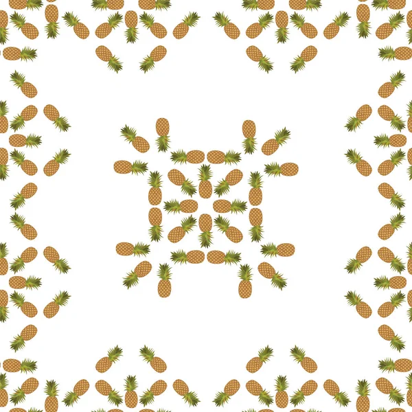 Ananas bílé geometrické dekorativní textilní tisk vzor bezešvé — Stockový vektor