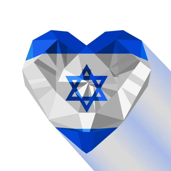 Joyas de gemas de cristal Corazón israelí con la bandera del Estado de Israel . — Archivo Imágenes Vectoriales