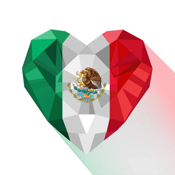 Drapeau coeur mexicain vecteur des États-Unis mexicains . — Image vectorielle
