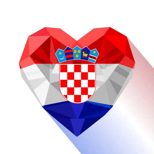 Vektör kalp Hırvatistan Cumhuriyeti bayrağı. — Stok Vektör