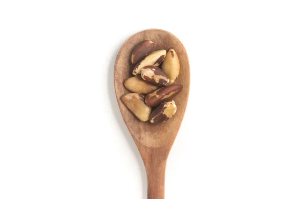 Nueces brasileñas en una cuchara. Castanha do Para — Foto de Stock