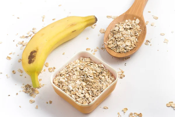 Fiocchi d'avena con banana — Foto Stock