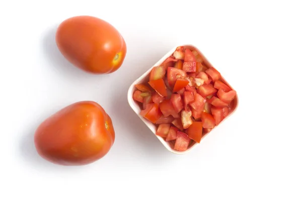Tomates frescos en cubitos —  Fotos de Stock