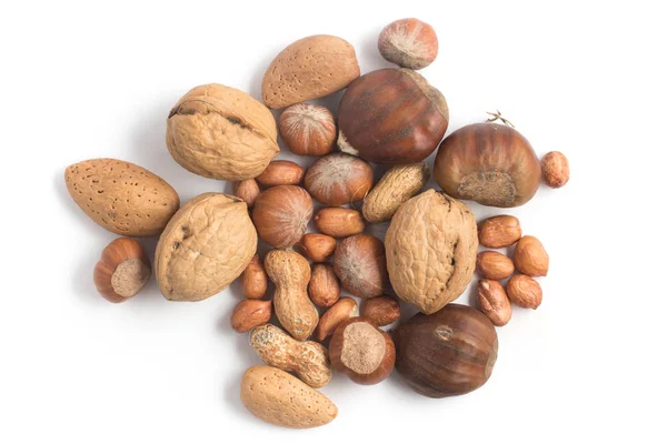 Almonds, Hazelnuts, walnuts, peanuts. — Stock Photo, Image