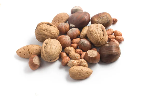 Almonds, Hazelnuts, walnuts, peanuts. — Stock Photo, Image