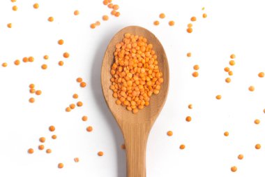 Kırmızı ya da bir kaşık içine Kanada turuncu mercimek