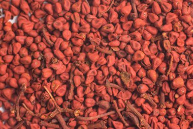 Brezilya Urucum. Annatto tohumları. Arka plan fotoğraf