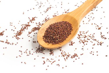Bir kaşık içine kırmızı Quinoa tohumları