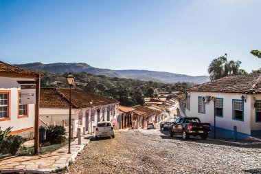 Pirenopolis, Brezilya - 2 Temmuz 2017: Pirenopolis sokak