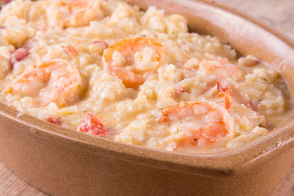 Shrimp Risotto with cheese — Stock Photo, Image