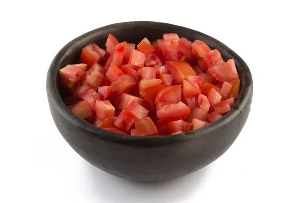 Tomates cortados en cubitos en un bol — Foto de Stock