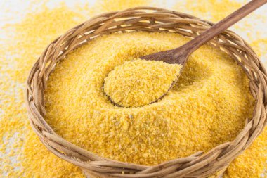 Mısır Cuscus. Bir kase içine Brezilya Mısır unu