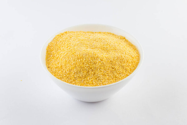 Corn Cuscus. Brazilian Corn Flour into a bowl
