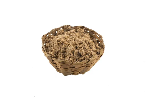 Făină de nucă de cocos brună într-un castron — Fotografie, imagine de stoc