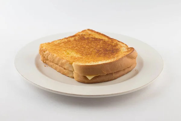 Hot cheese with toasted bread. — Stock Photo, Image