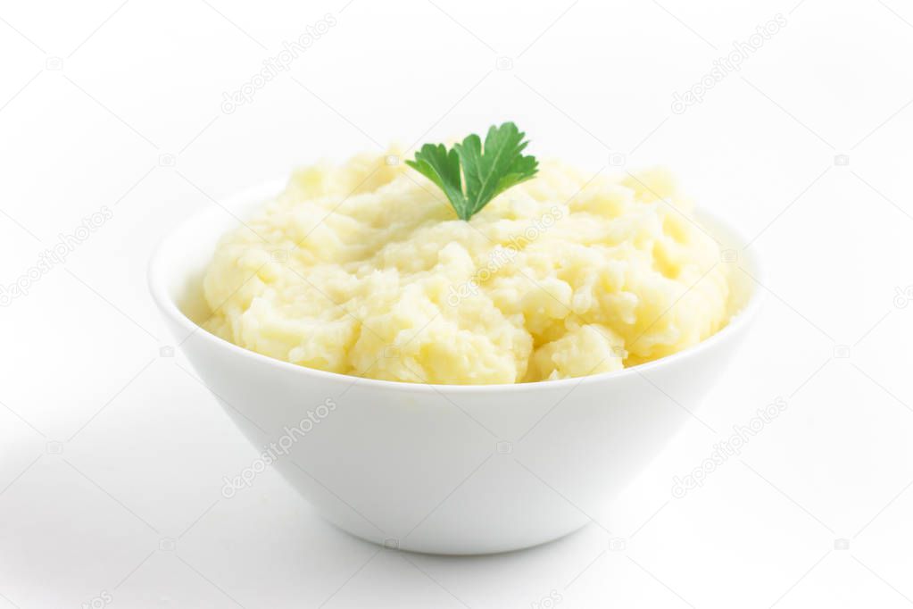 Potato puree or mashed potatoes in a bowl 