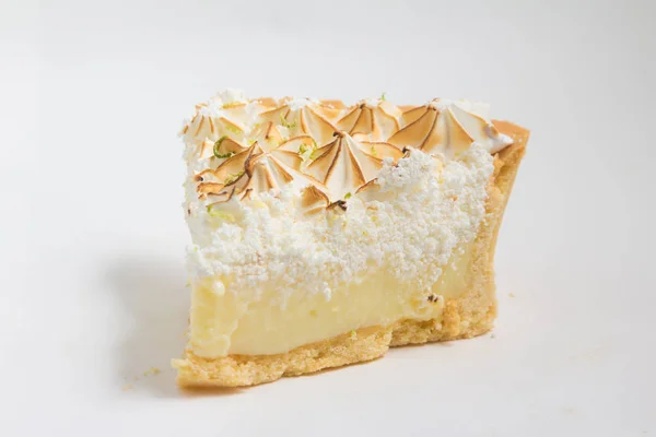 Slice Lemon Pie Isolated White Background — Stock Photo, Image