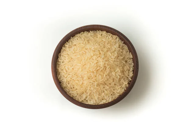 Parbolizado Rýže Mísy Nad Bílým Pozadím Předpařená — Stock fotografie
