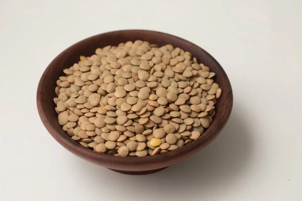 Pile Raw Lentil Bowl Isolated — Stock Photo, Image