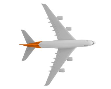 Turuncu renk ile uçak, beyaz arka plan üzerinde Göl kenarında.