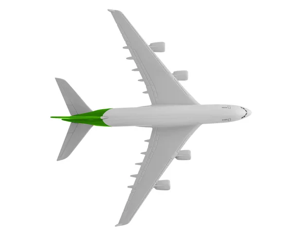 Flugzeug mit grüner Farbe, isoliert auf weißem Hintergrund. — Stockfoto