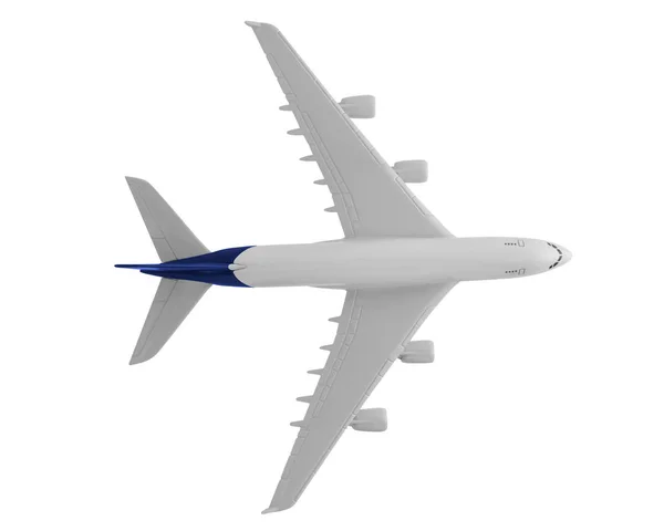 Flugzeug mit blauer Farbe, isoliert auf weißem Hintergrund. — Stockfoto