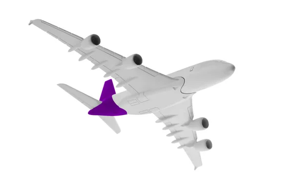 飞机与紫的颜色，白色背景上的分离. — 图库照片