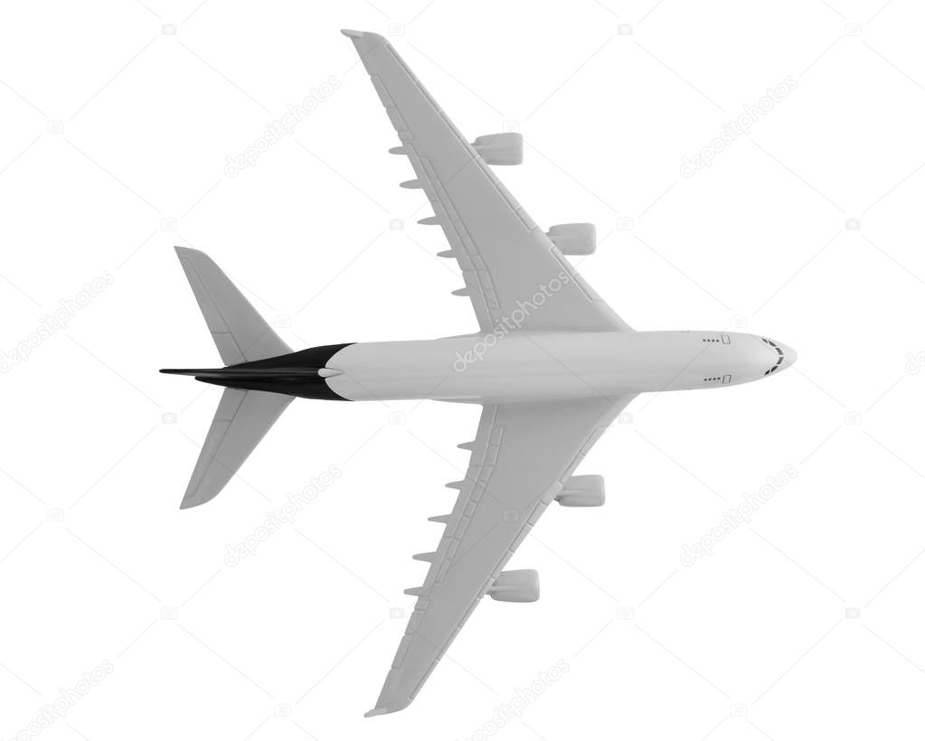 Airplane with black color, Isolated on white background.