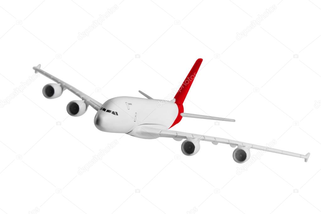 Airplane with red color.