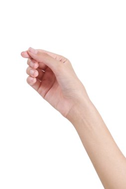 Beyaz arka plan üzerinde izole bir şey boş ön taraf tutan kadının el.