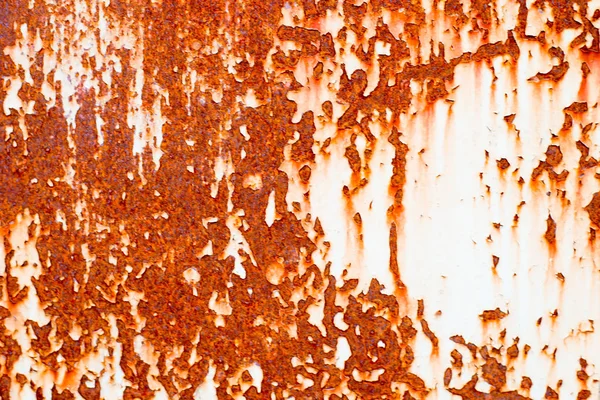 Zkorodované Klempířské Pozadí Zrezivělé Bílé Lakované Kovové Stěny Rezavé Kovové — Stock fotografie