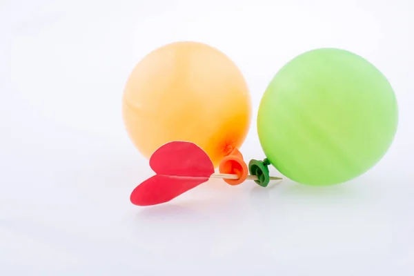 Red heart and colorful small Balloons — Stock Photo, Image