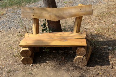 Parktaki ahşap park bankında.